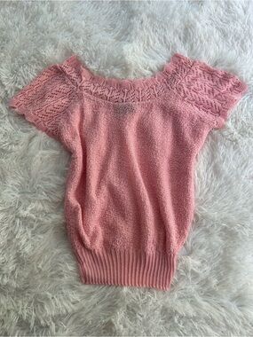 Vintage Adele Knitwear Pink Open Knit Sweater Top